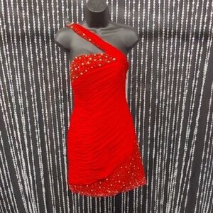 Tony Bowls Vibrant Red One-Shoulder Dress